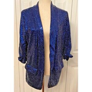 C by One Womens Size XS TP Sequined Jacket Party Cocktail Lined Navy Blue Formal